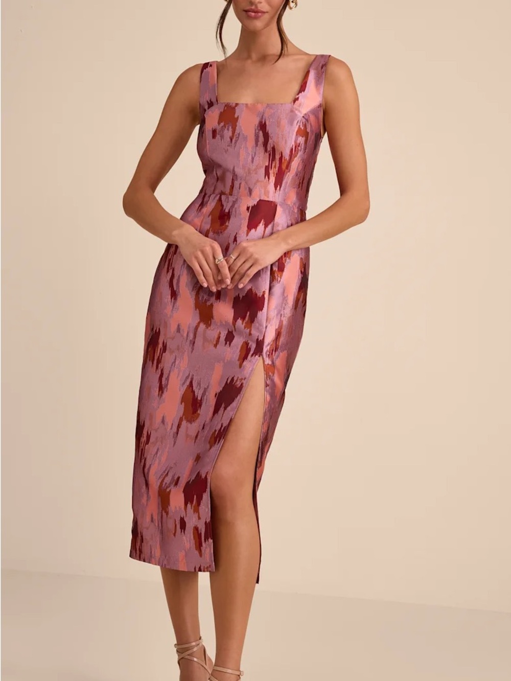 Lulus Diani Mauve Abstract Jacquard Column Midi